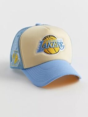 Mitchell & Ness Los Angeles Lakers Foam Trucker Blue Snapback Hat Cap New